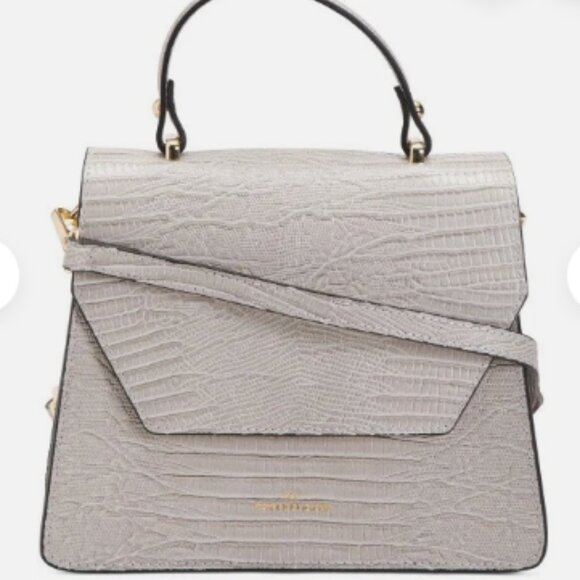 ROBERTA ROSSI Leather Lizard Print Geometric Flap Satchel - NWT - Picture 1 of 4